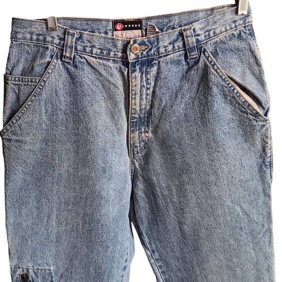 Vintage Utility Carpenter Jeans Mens 34x30 Baggy Y2K Skater Jnco Side Zip 90s - Picture 4 of 6